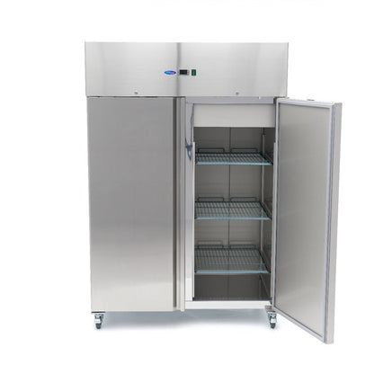 Maxima Fridge 1200L on Wheels - 6 Adjustable Shelves (2/1 GN) - Stainless Steel - RVSVoordeel