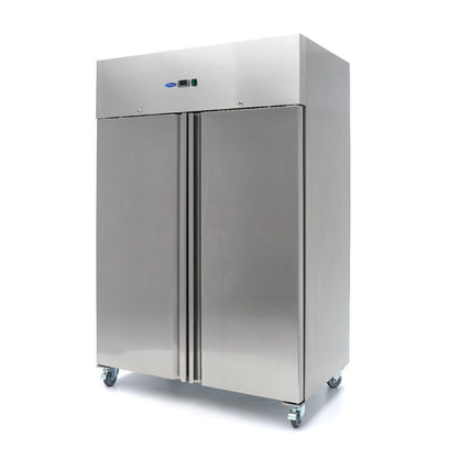 Maxima Fridge 1200L on Wheels - 6 Adjustable Shelves (2/1 GN) - Stainless Steel - RVSVoordeel