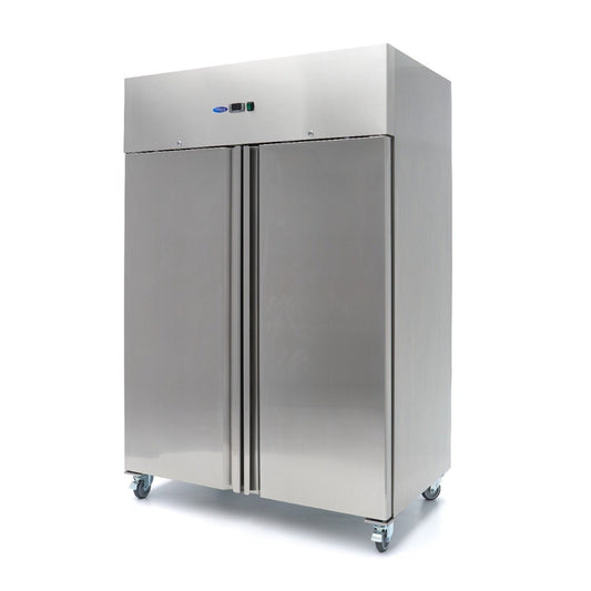 Maxima Fridge 1200L on Wheels - 6 Adjustable Shelves (2/1 GN) - Stainless Steel - RVSVoordeel