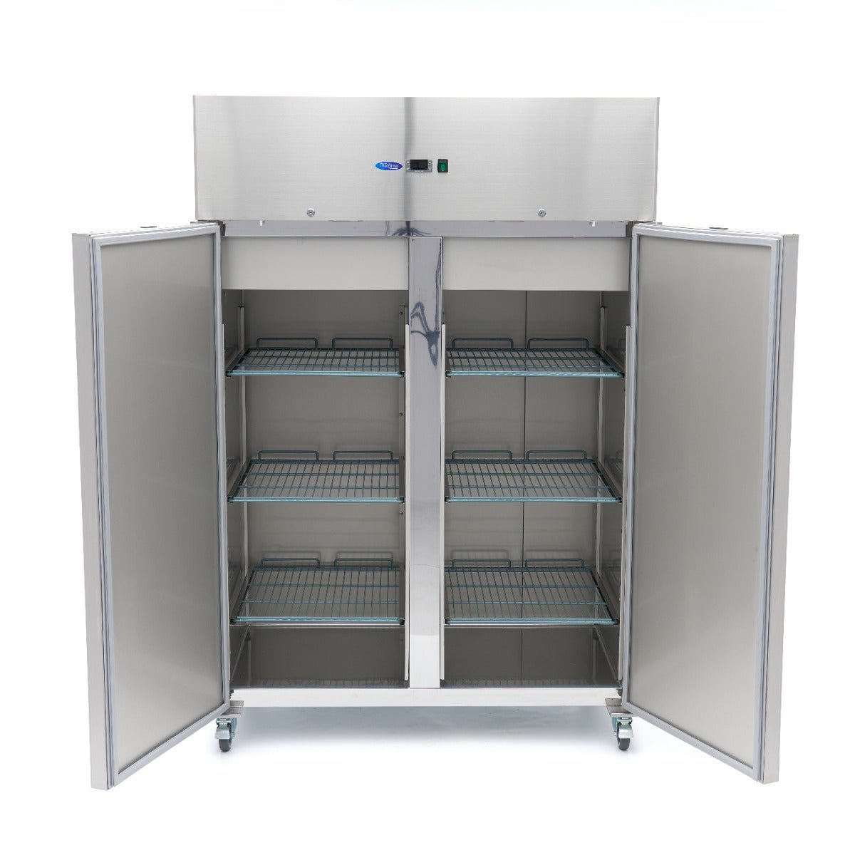Maxima Fridge 1200L on Wheels - 6 Adjustable Shelves (2/1 GN) - Stainless Steel - RVSVoordeel