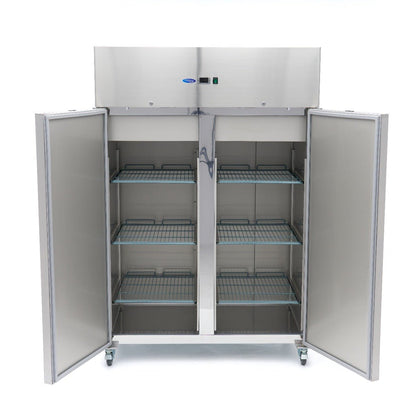 Maxima Fridge 1200L on Wheels - 6 Adjustable Shelves (2/1 GN) - Stainless Steel - RVSVoordeel