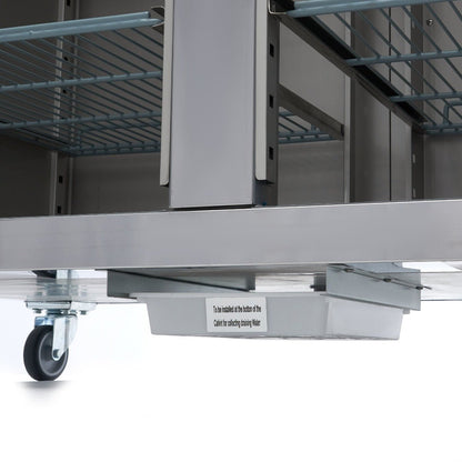 Maxima Fridge 1200L with Glass door - 6 Adjustable Shelves (2/1 GN) - on Wheels - Stainless Steel - RVSVoordeel