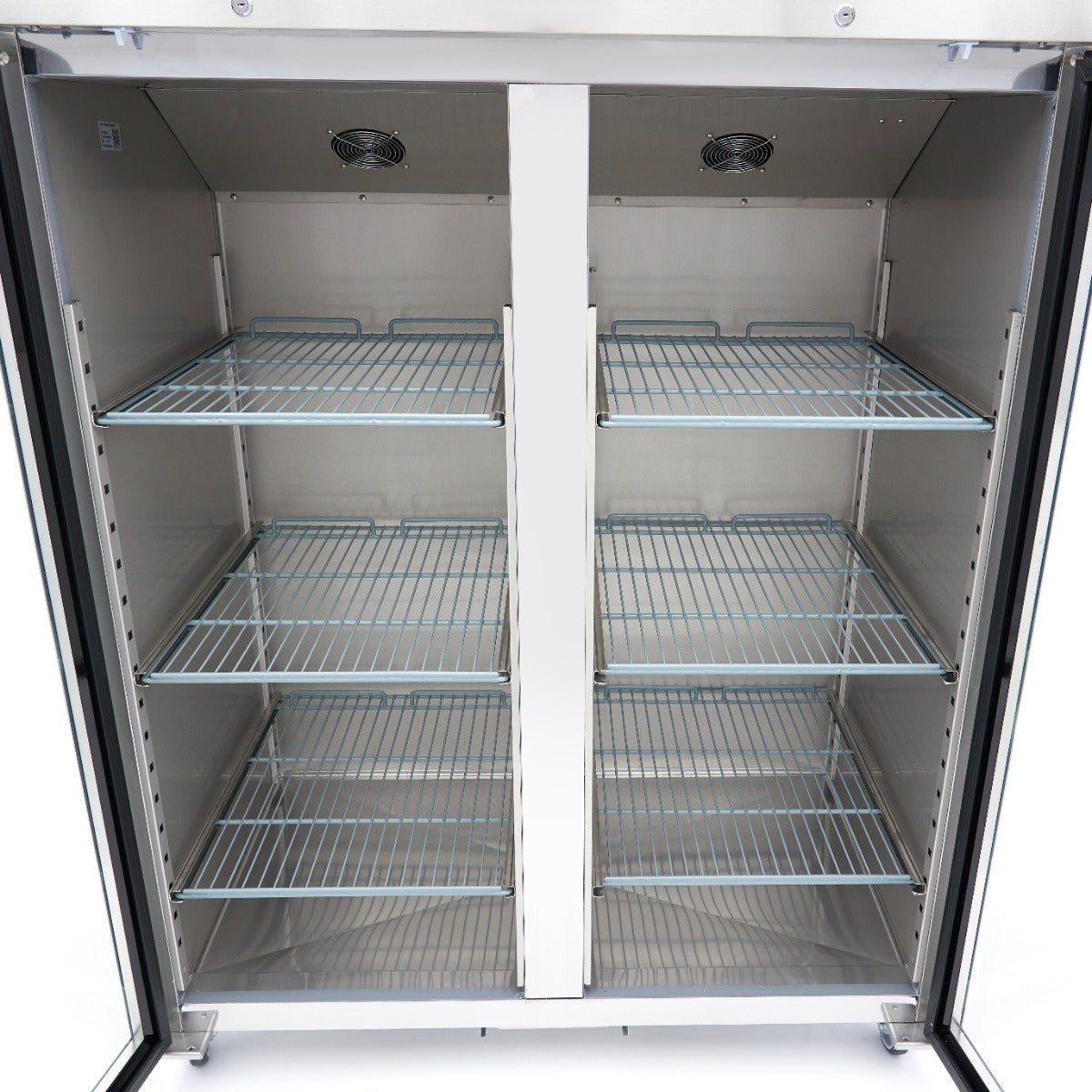 Maxima Fridge 1200L with Glass door - 6 Adjustable Shelves (2/1 GN) - on Wheels - Stainless Steel - RVSVoordeel