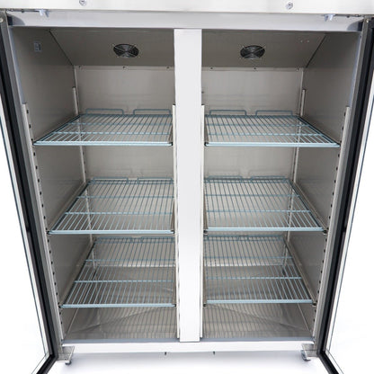 Maxima Fridge 1200L with Glass door - 6 Adjustable Shelves (2/1 GN) - on Wheels - Stainless Steel - RVSVoordeel