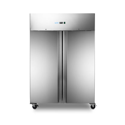 Maxima Fridge 1400L on Wheels - 6 Adjustable Shelves (2/1 GN) - Stainless Steel - RVSVoordeel