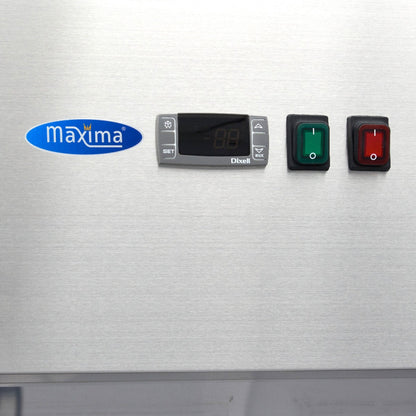 Maxima Fridge 1400L with Glass door - 6 Adjustable Shelves (2/1 GN) - on Wheels - Stainless Steel - RVSVoordeel