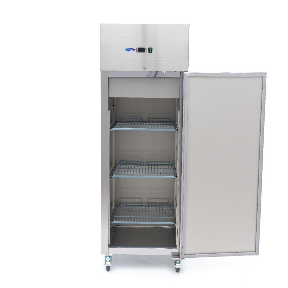 Maxima Fridge 400L on Wheels - 3 Adjustable Shelves - Stainless Steel - RVSVoordeel