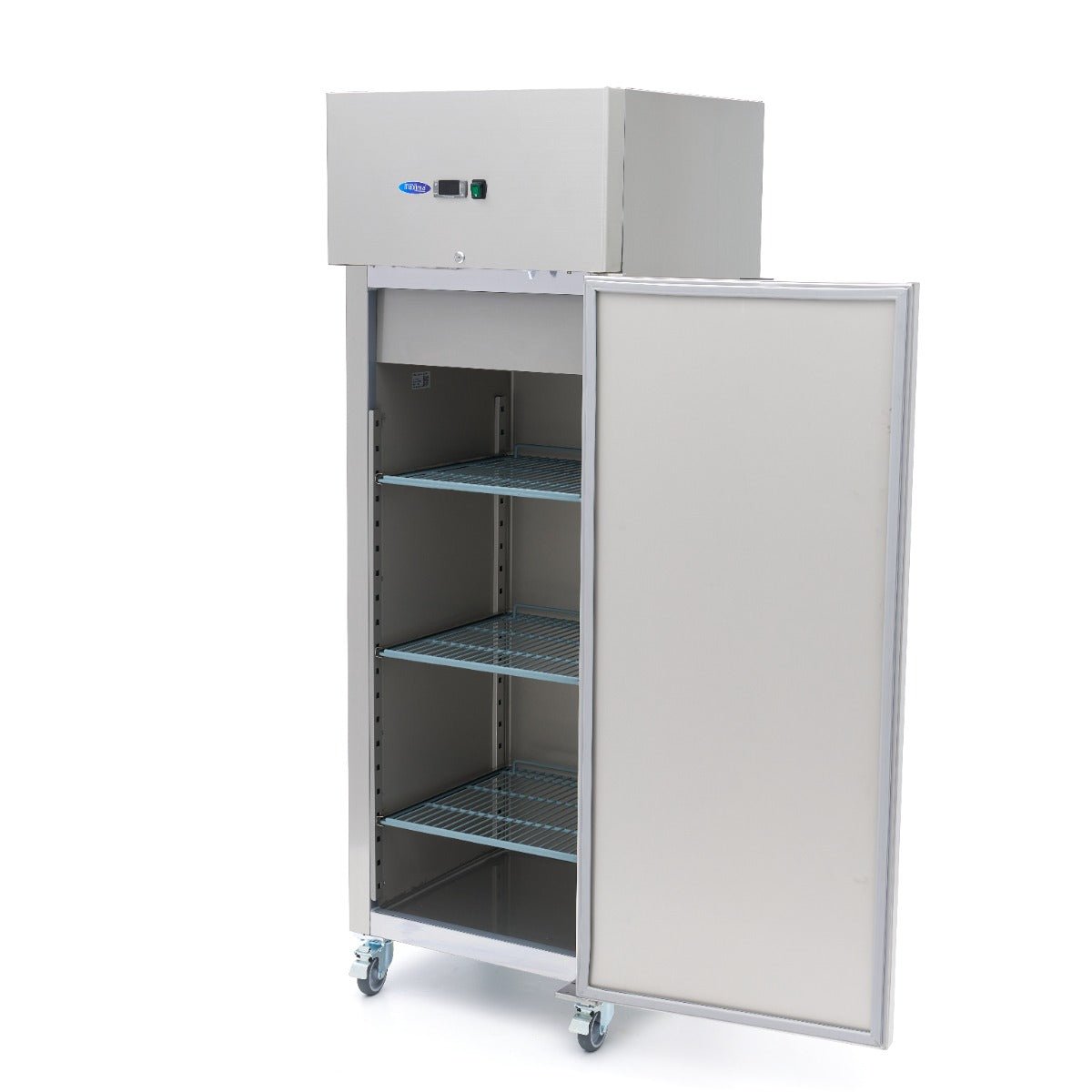 Maxima Fridge 400L on Wheels - 3 Adjustable Shelves - Stainless Steel - RVSVoordeel