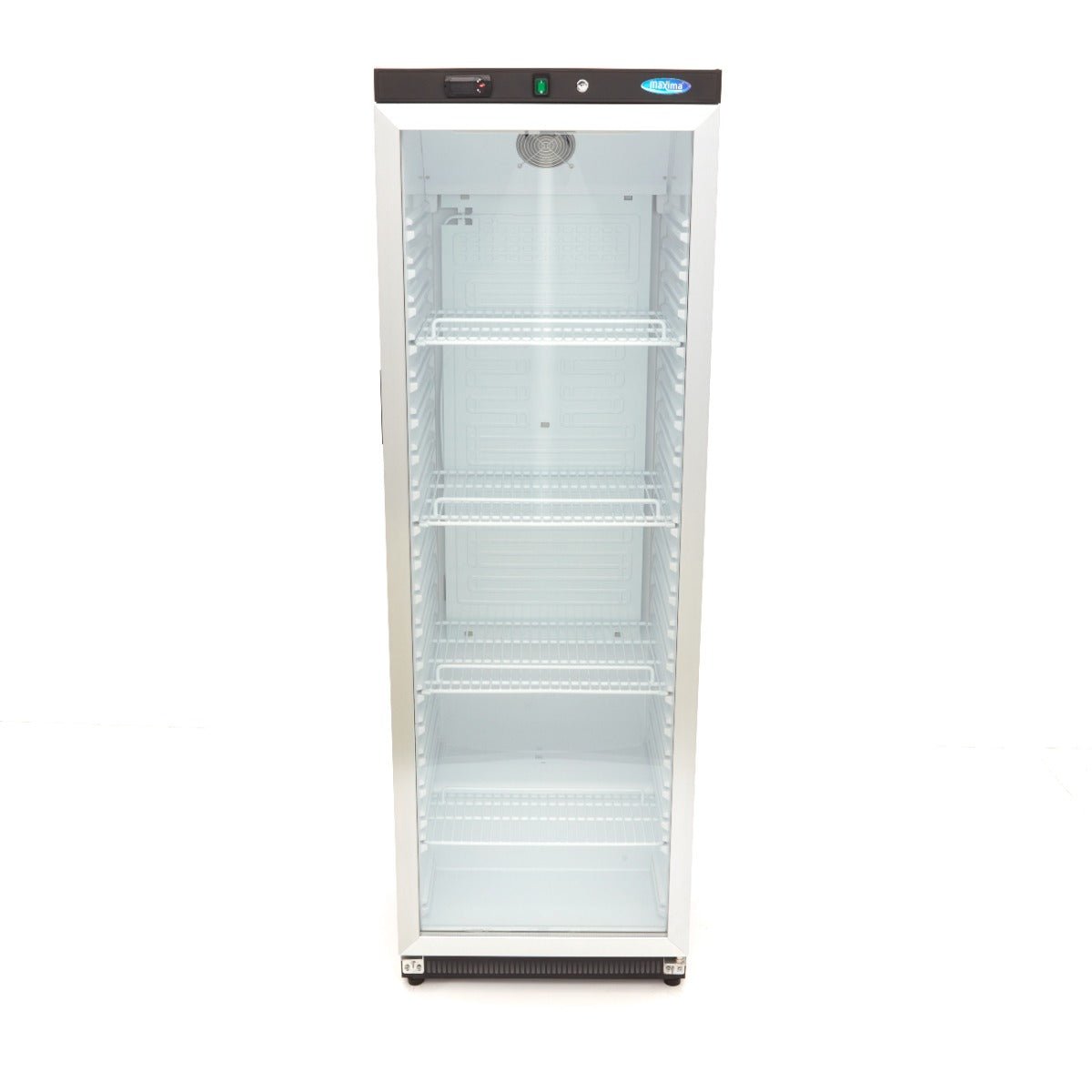 Maxima Fridge 400L with Glass Door - 4 Adjustable Shelves - Black - RVSVoordeel