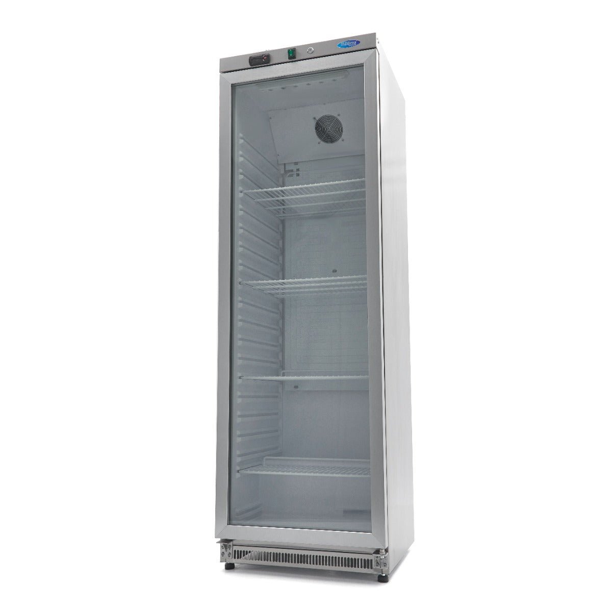 Maxima Fridge 400L with Glass Door - 4 Adjustable Shelves - Stainless Steel - RVSVoordeel