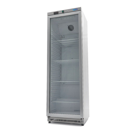 Maxima Fridge 400L with Glass Door - 4 Adjustable Shelves - Stainless Steel - RVSVoordeel