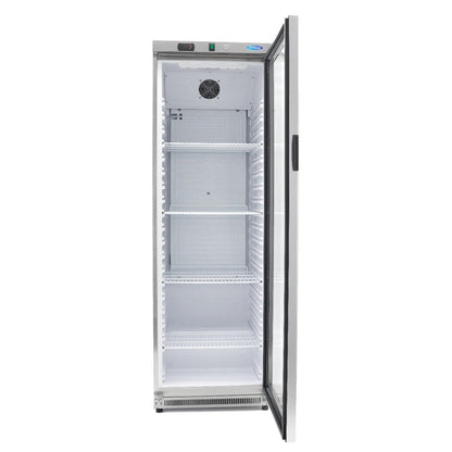Maxima Fridge 400L with Glass Door - 4 Adjustable Shelves - Stainless Steel - RVSVoordeel