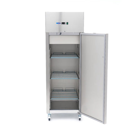Maxima Fridge 600L on Wheels - 3 Adjustable Shelves (2/1 GN) - Stainless Steel - RVSVoordeel