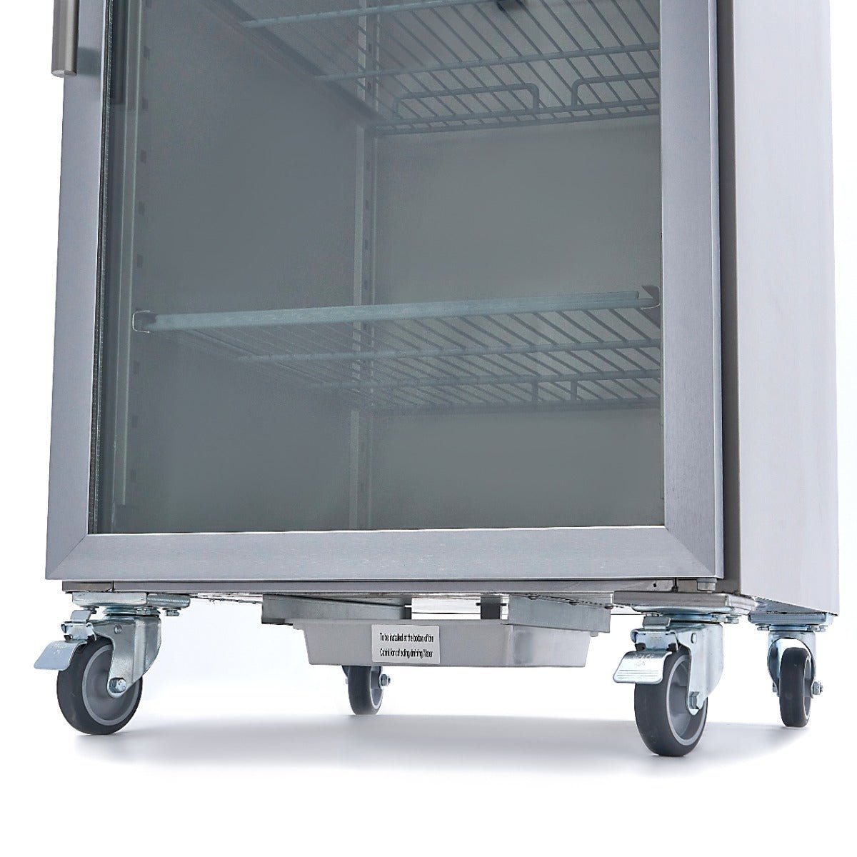 Maxima Fridge 600L with Glass door - 3 Adjustable Shelves (2/1 GN) - on Wheels - Stainless Steel - RVSVoordeel