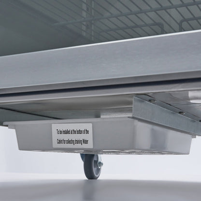 Maxima Fridge 600L with Glass door - 3 Adjustable Shelves (2/1 GN) - on Wheels - Stainless Steel - RVSVoordeel