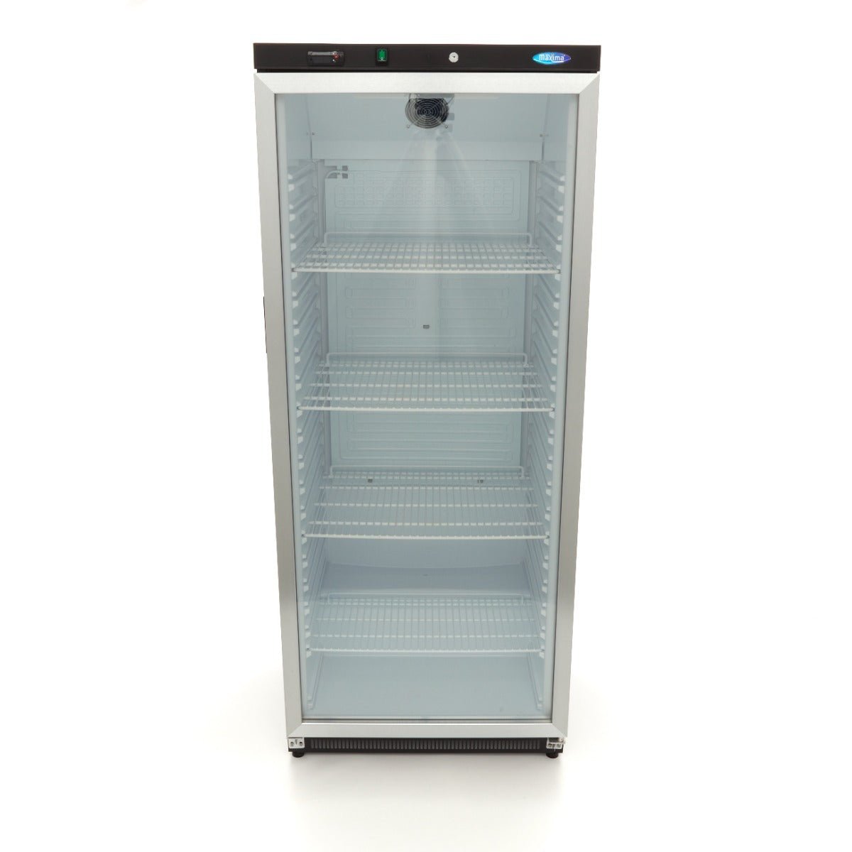Maxima Fridge 600L with Glass Door - 4 Adjustable Shelves - Black - RVSVoordeel