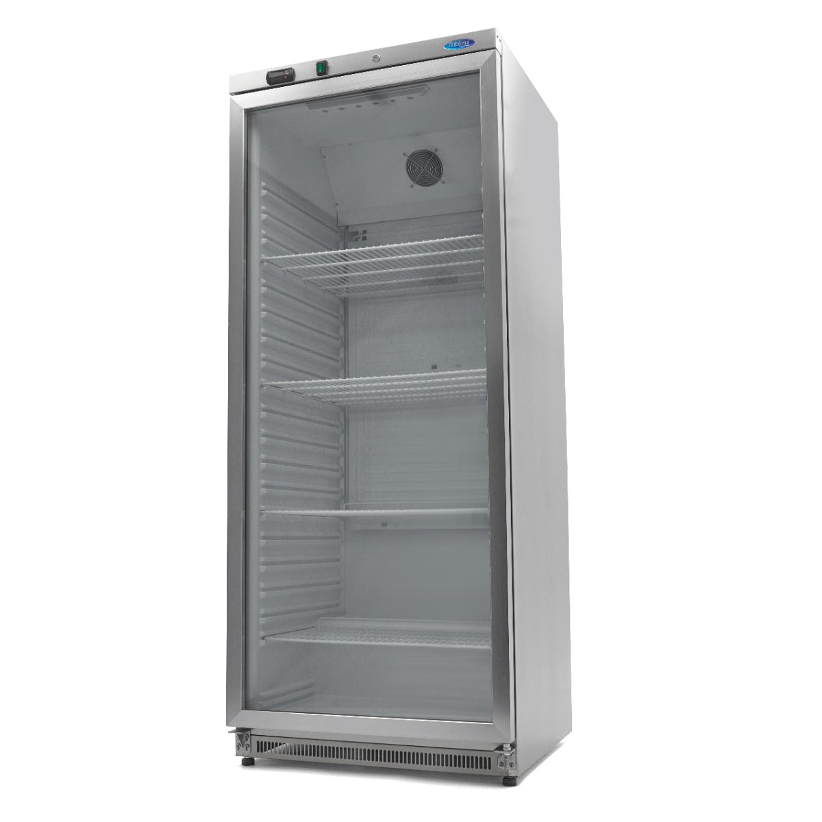 Maxima Fridge 600L with Glass Door - 4 Adjustable Shelves - Stainless Steel - RVSVoordeel