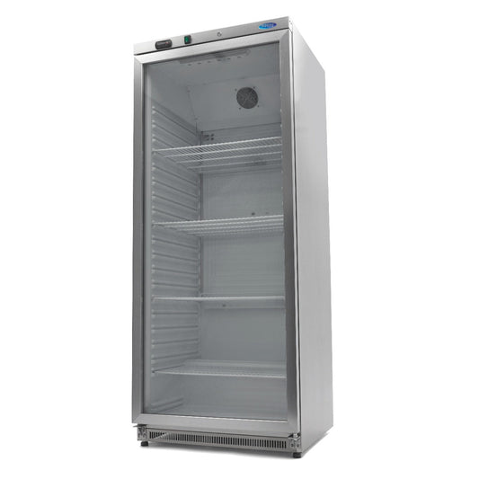 Maxima Fridge 600L with Glass Door - 4 Adjustable Shelves - Stainless Steel - RVSVoordeel