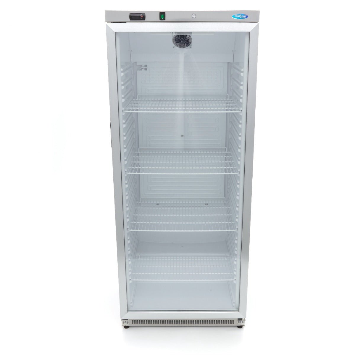 Maxima Fridge 600L with Glass Door - 4 Adjustable Shelves - Stainless Steel - RVSVoordeel