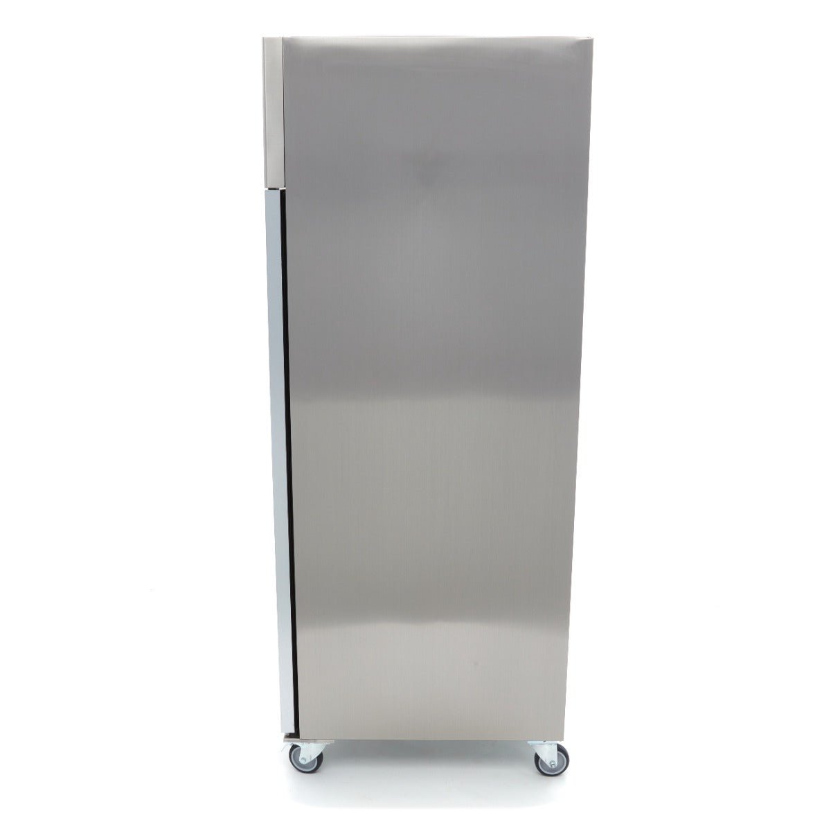 Maxima Fridge 700L with Glass door - 3 Adjustable Shelves (2/1 GN) - on Wheels - Stainless Steel - RVSVoordeel