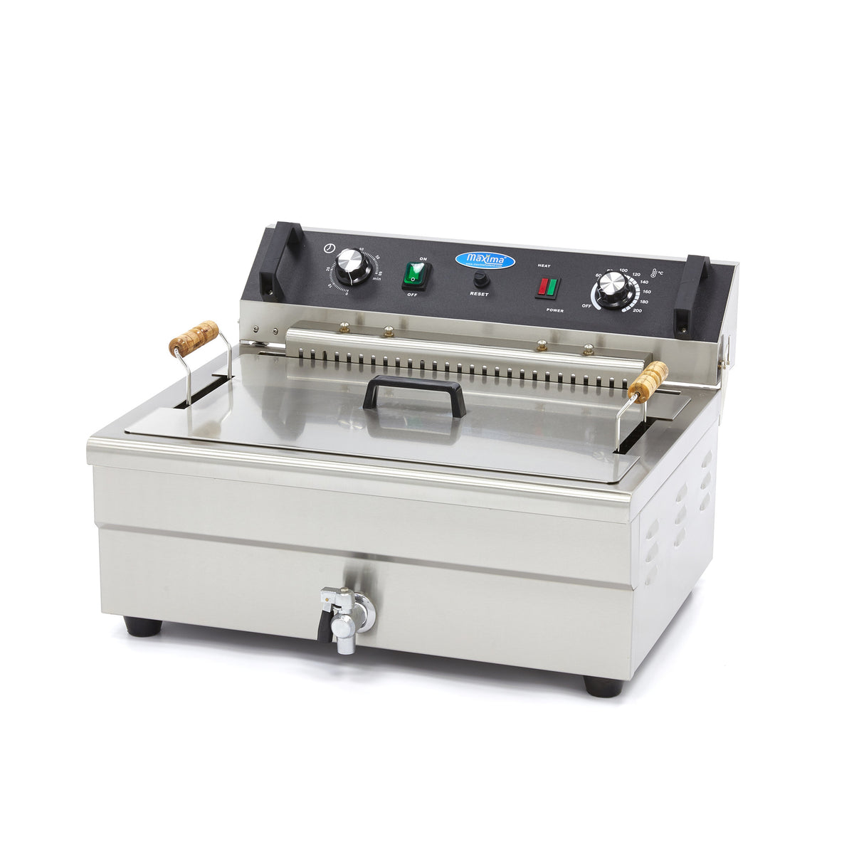 Maxima Frituurpan - 20 L - 1 Mand - met Tapkraan - 400V
