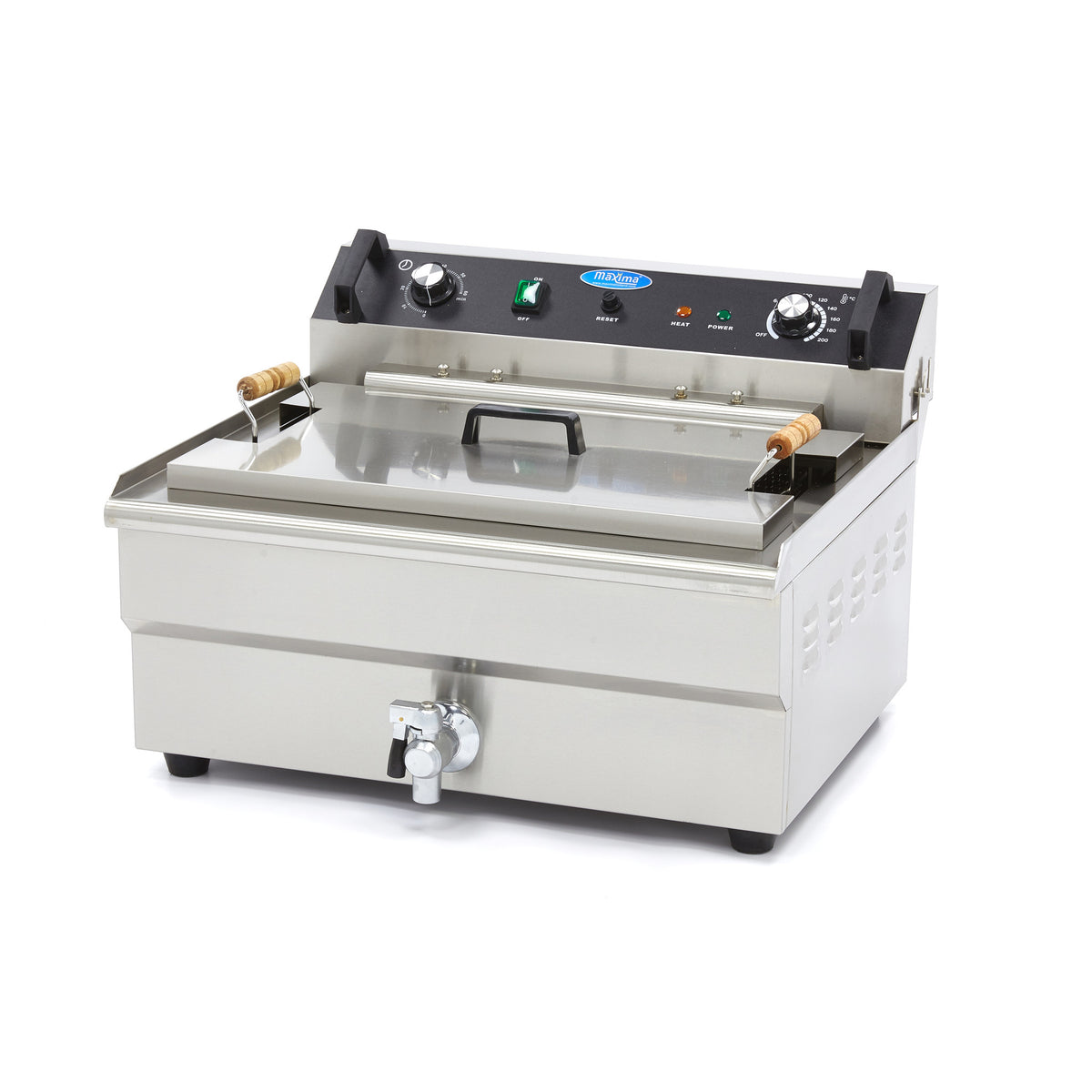 Maxima Frituurpan - 30 L - 1 Mand - met Tapkraan - 400V
