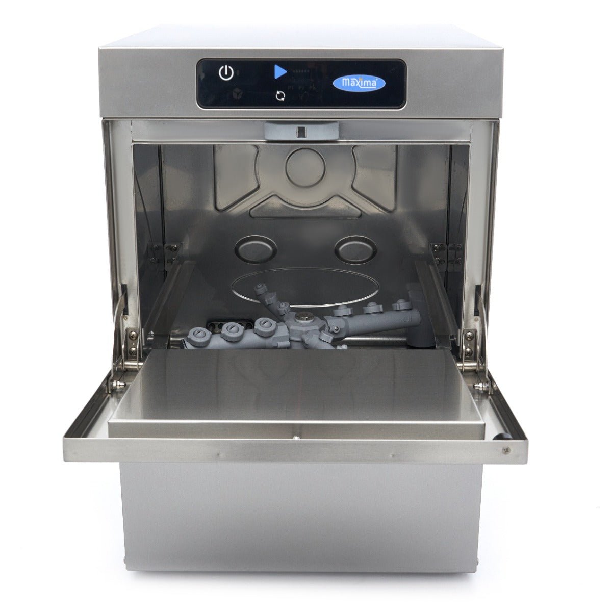 Maxima Glass Washer 35 x 35cm - with Drain, Rinse Aid and Soap Pump - Digital Display - 230V - RVSVoordeel