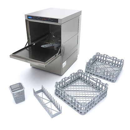 Maxima Glass Washer 35 x 35cm - with Rinse Aid Pump - 230V - RVSVoordeel