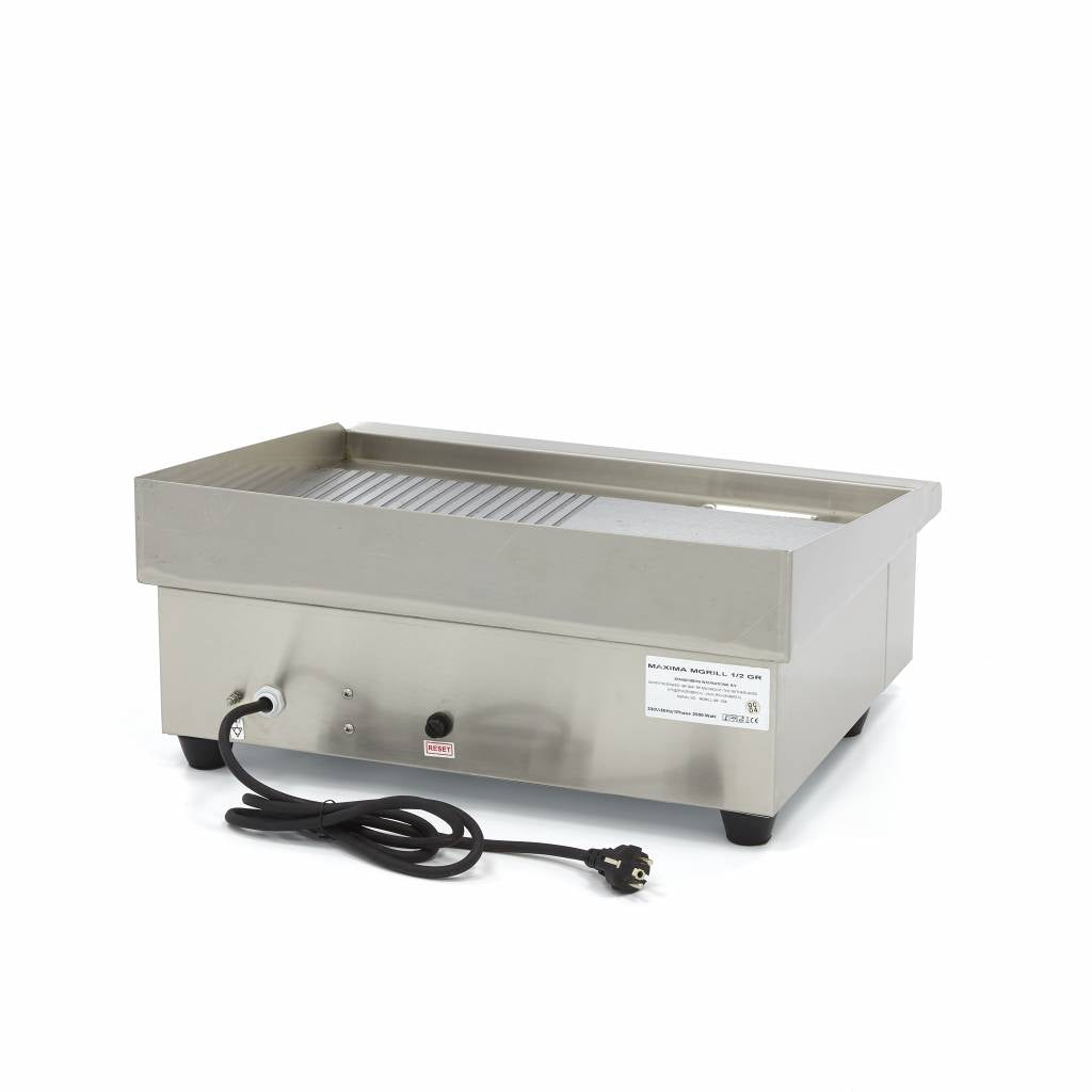 Maxima Griddle 55cm - Half Grooved surface - with Drip Tray - RVSVoordeel