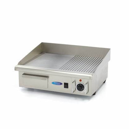 Maxima Griddle 55cm - Half Grooved surface - with Drip Tray - RVSVoordeel