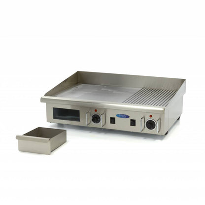 Maxima Griddle 73cm - Half Grooved surface - with Drip Tray - 400V - RVSVoordeel