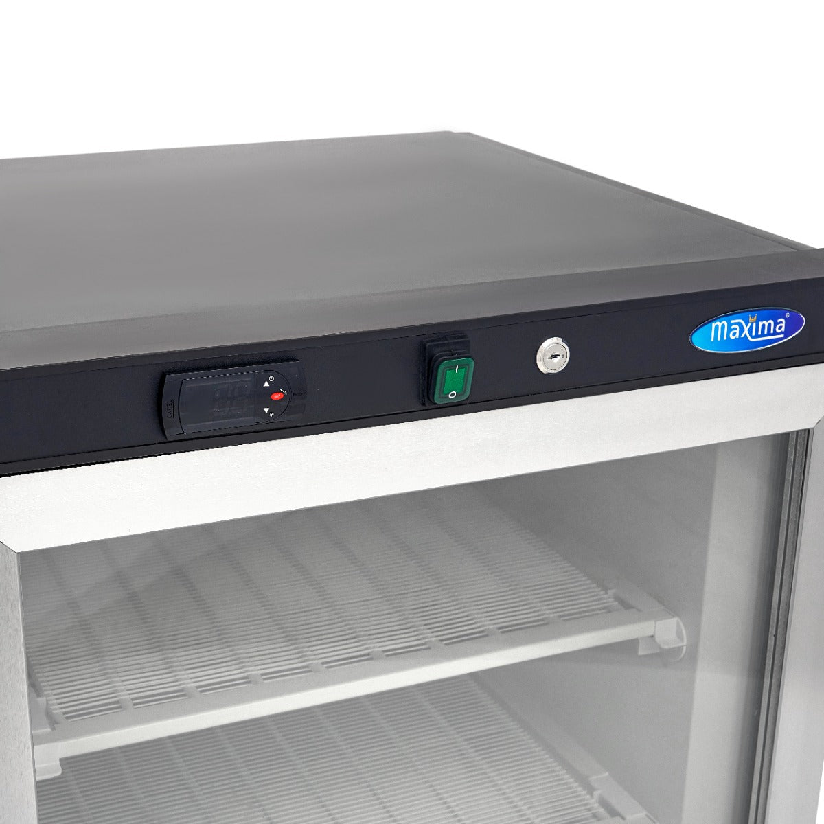 Maxima Mini Freezer 200L with Glass Door - 2 Fixed Shelves - Black - RVSVoordeel