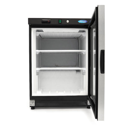 Maxima Mini Freezer 200L with Glass Door - 2 Fixed Shelves - Black - RVSVoordeel