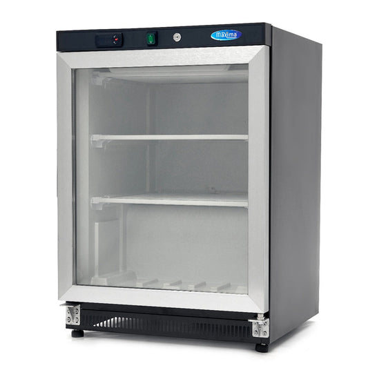 Maxima Mini Freezer 200L with Glass Door - 2 Fixed Shelves - Black - RVSVoordeel