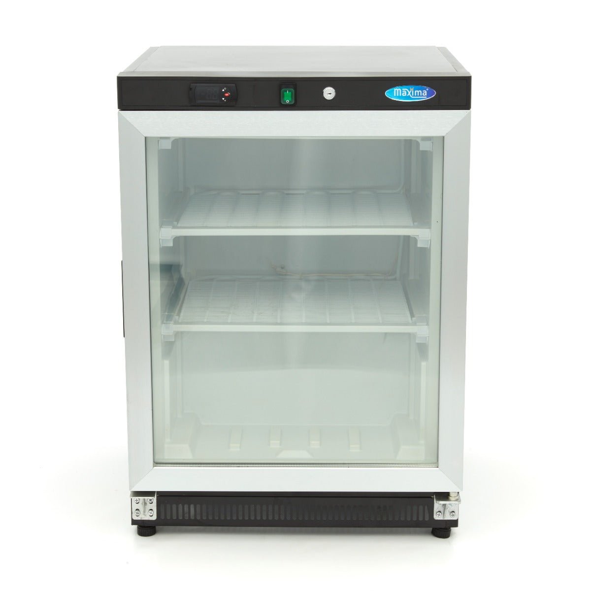 Maxima Mini Freezer 200L with Glass Door - 2 Fixed Shelves - Black - RVSVoordeel