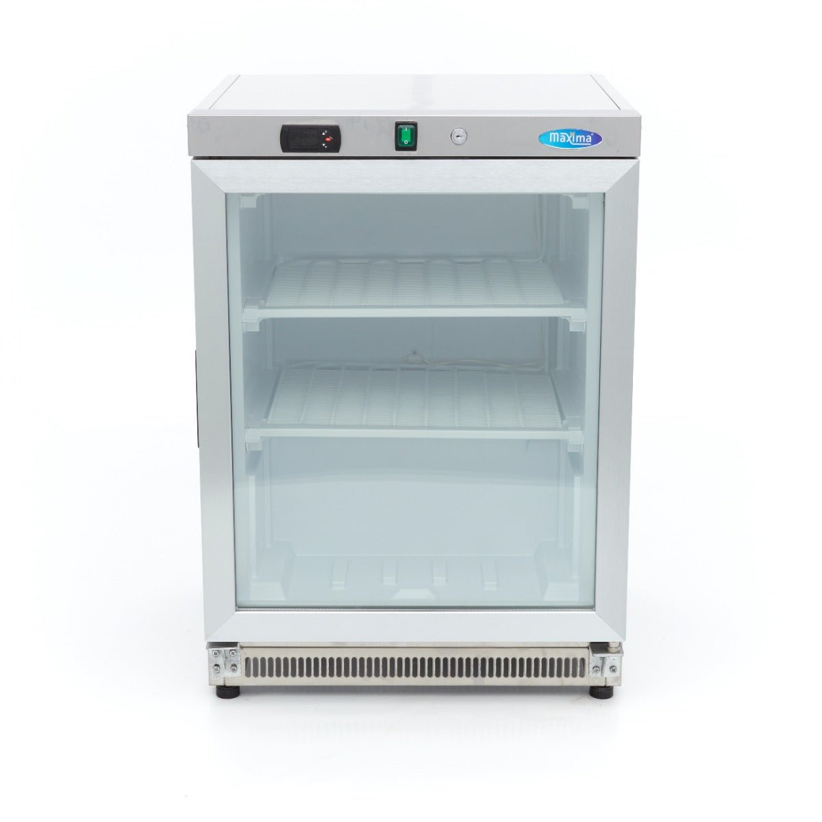 Maxima Mini Freezer 200L with Glass Door - 2 Fixed Shelves - Stainless Steel - RVSVoordeel