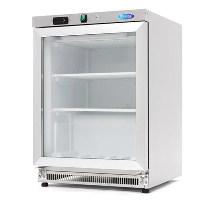 Maxima Mini Freezer 200L with Glass Door - 2 Fixed Shelves - Stainless Steel - RVSVoordeel