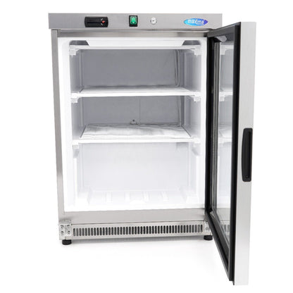 Maxima Mini Freezer 200L with Glass Door - 2 Fixed Shelves - Stainless Steel - RVSVoordeel