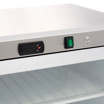 Maxima Mini Freezer 200L with Glass Door - 2 Fixed Shelves - Stainless Steel - RVSVoordeel