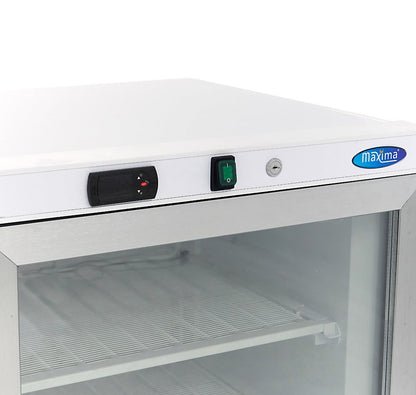 Maxima Mini Freezer 200L with Glass Door - 2 Fixed Shelves - White - RVSVoordeel