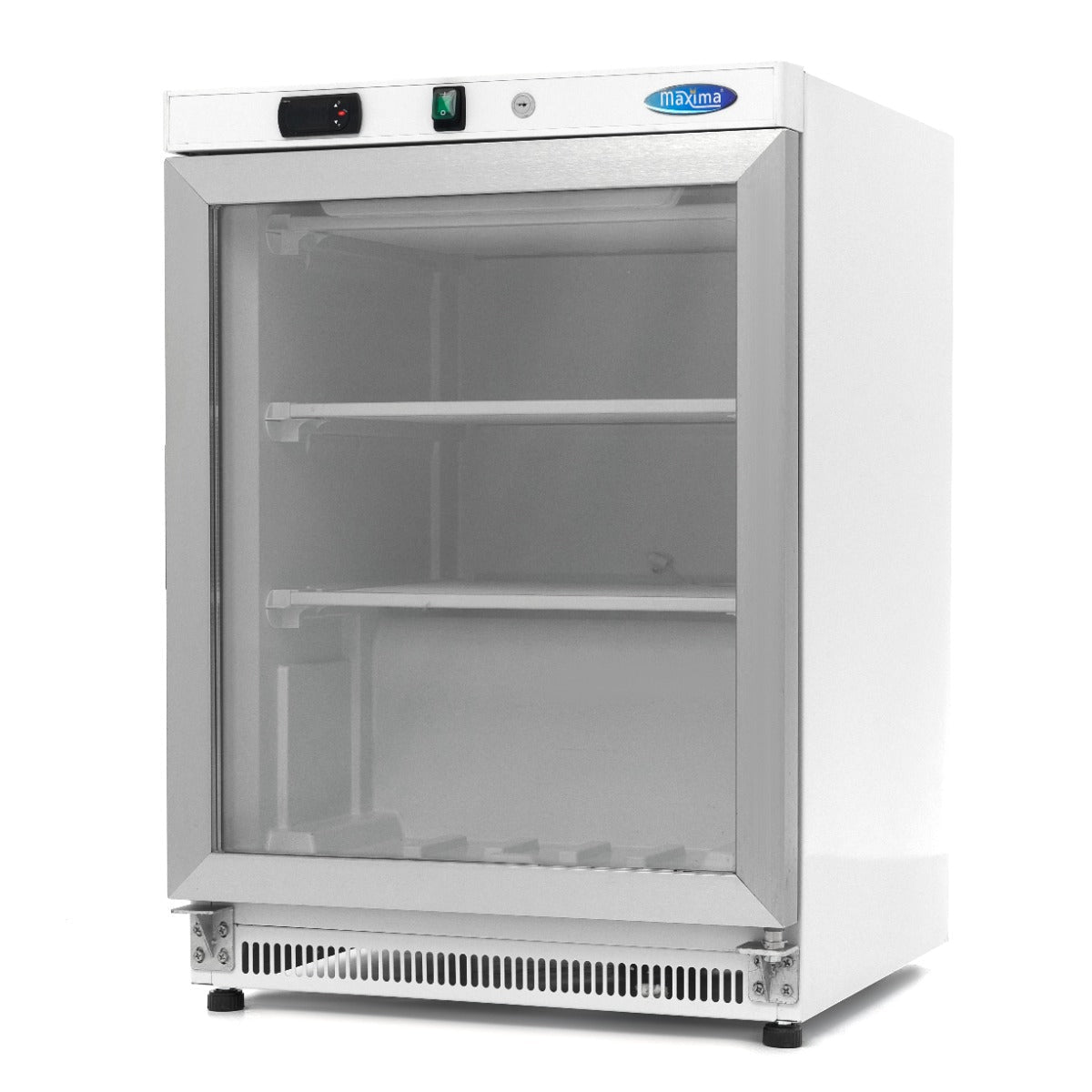 Maxima Mini Freezer 200L with Glass Door - 2 Fixed Shelves - White - RVSVoordeel