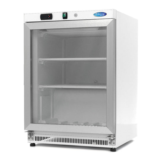 Maxima Mini Freezer 200L with Glass Door - 2 Fixed Shelves - White - RVSVoordeel
