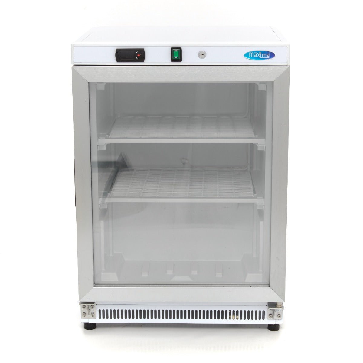 Maxima Mini Freezer 200L with Glass Door - 2 Fixed Shelves - White - RVSVoordeel