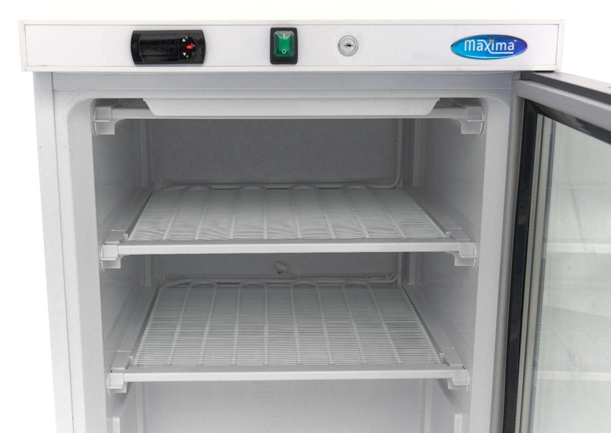 Maxima Mini Freezer 200L with Glass Door - 2 Fixed Shelves - White - RVSVoordeel