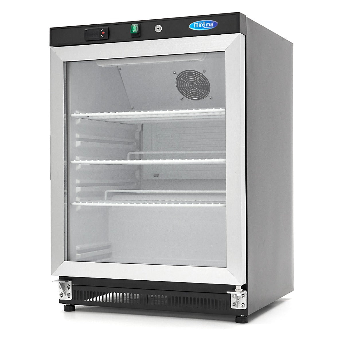 Maxima Mini Fridge 200L with Glass Door - 3 Adjustable Shelves - Black - RVSVoordeel