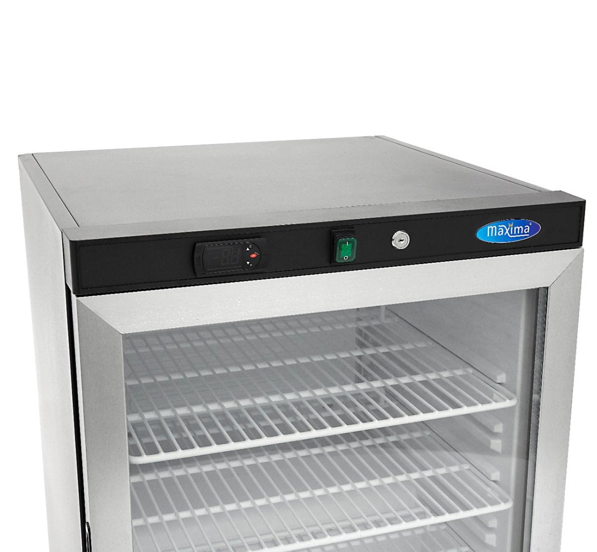 Maxima Mini Fridge 200L with Glass Door - 3 Adjustable Shelves - Black - RVSVoordeel