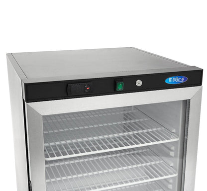 Maxima Mini Fridge 200L with Glass Door - 3 Adjustable Shelves - Black - RVSVoordeel