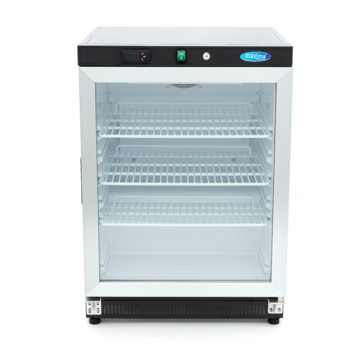 Maxima Mini Fridge 200L with Glass Door - 3 Adjustable Shelves - Black - RVSVoordeel