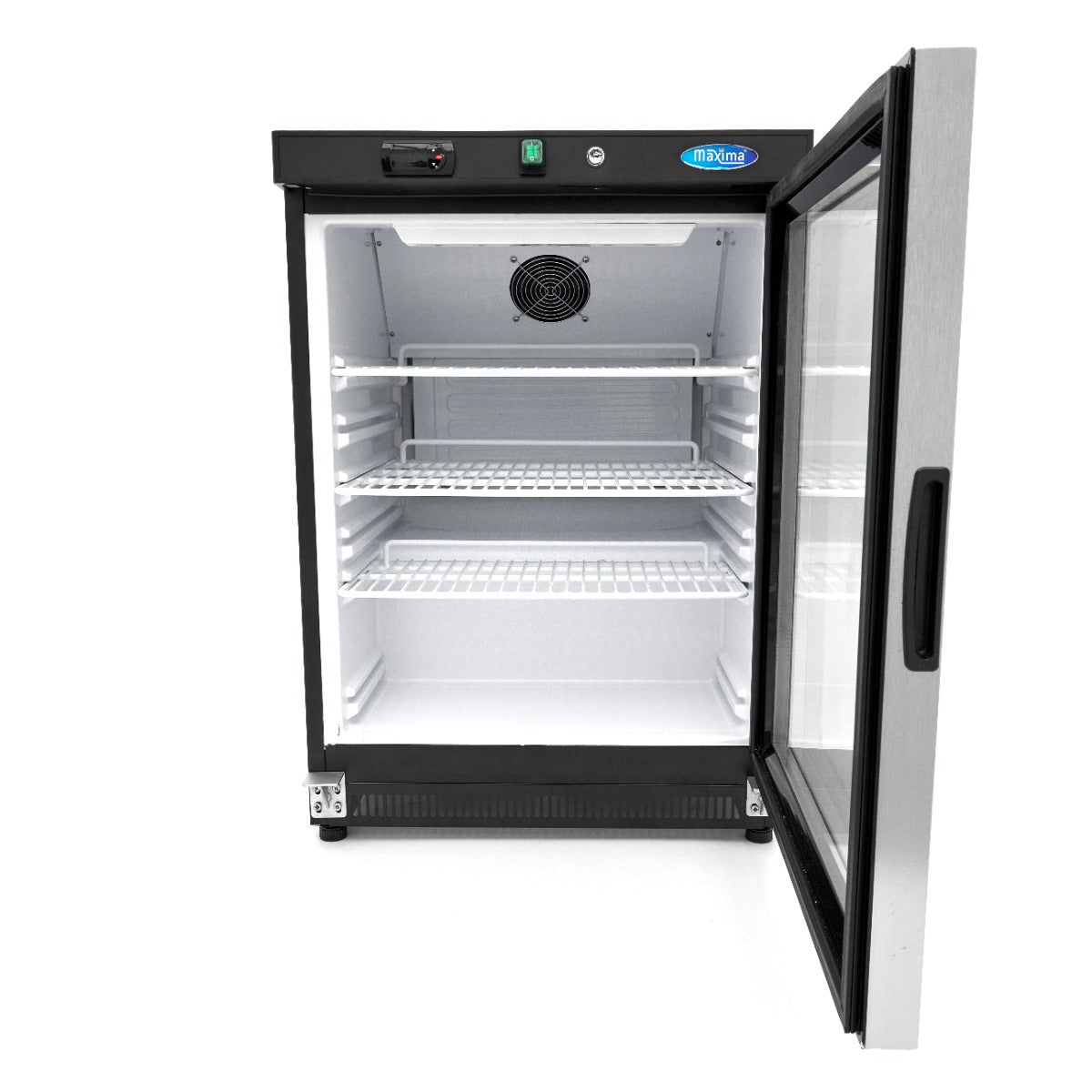 Maxima Mini Fridge 200L with Glass Door - 3 Adjustable Shelves - Black - RVSVoordeel