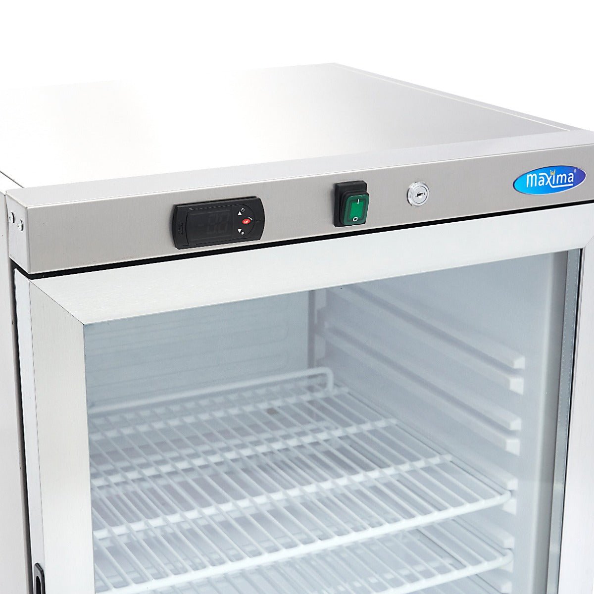 Maxima Mini Fridge 200L with Glass Door - 3 Adjustable Shelves - Stainless Steel - RVSVoordeel